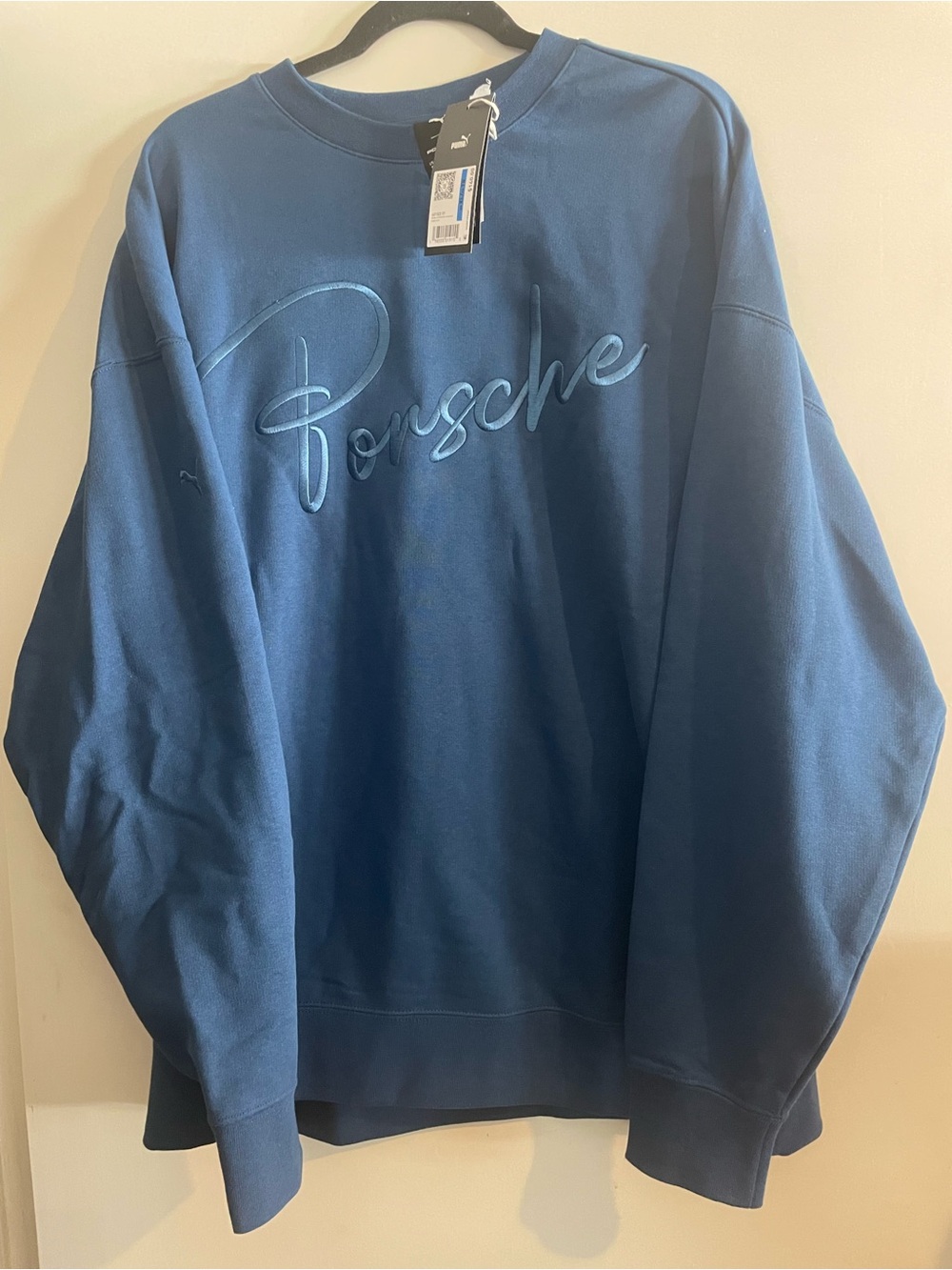 Puma x Porsche Mens XL Mega Royal Blue Cotton Crewneck Pullover Sweater NWT